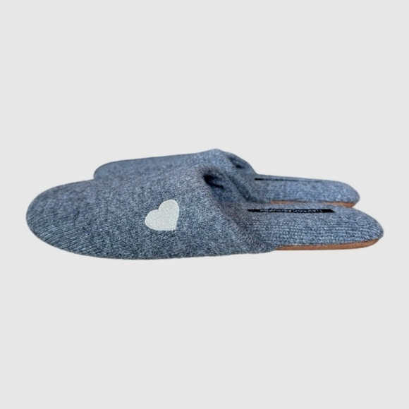 Naked Cashmere Love Mule Slippers in Smoke Gray with Silver Heart Size Medium - Picture 5 of 14
